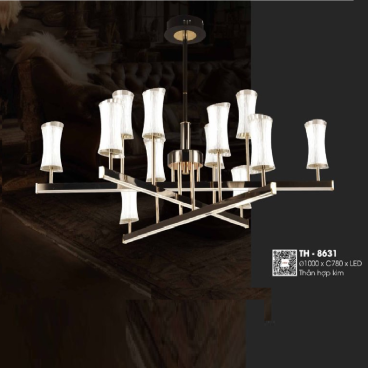TH - 8631: Đèn chùm thả LED 12 tay - KT: Ø1000mm x H780mm - Đèn LED 3M x 12