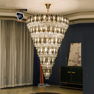 CODE: 8632/1200: Đèn thả Phale - KT: Ø1200mm x H1800mm - Bóng đèn E14 x 60 bóng