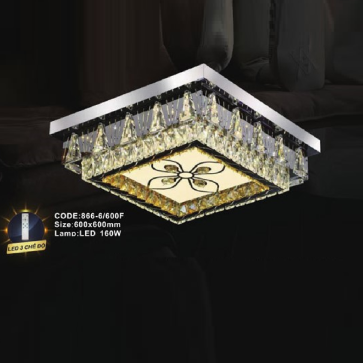 CODE: 866-6/600F: Đèn áp trần vuông LED - KT: L600mm x W600mm - Đèn LED 160W, ánh sáng đổi 3 màu
