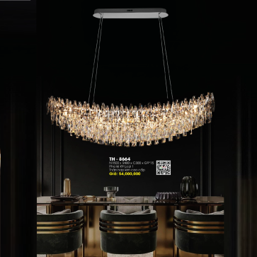 TH - 8664: Đèn thả ngang  LED Phale - KT: L1500mm x W400mm x H300mm - Đèn LED G9 x 15 bóng