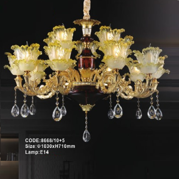 CODE: 8668/10+5: Đèn chùm 15 tay - KT: Ø1030mm x H710mm - Bóng đèn E14 x 15 bóng