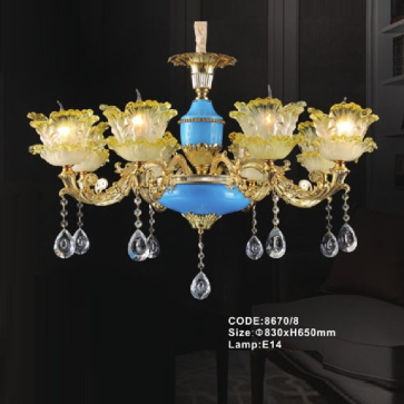 CODE: 8670/8: Đèn chùm 8 tay  - KT: Ø830mm x H650mm - Bóng đèn E14 x 8 bóng