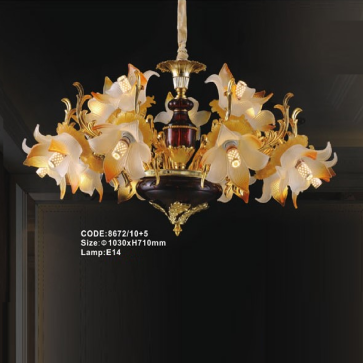 CODE: 8672/10+5: Đèn chùm 15 tay - KT: Ø1030mm x H710mm - Bóng đèn E14 x 15 bóng