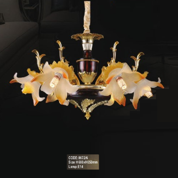 CODE: 8672/6: Đèn chùm 6 tay - KT: Ø680mm x H650mm - Bóng đèn E14 x 6 bóng