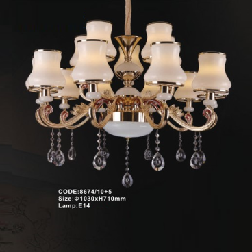 CODE: 8674/10+5: Đèn chùm 15 tay - KT: Ø1030mm x H710mm - Bóng đèn E14 x 15 bóng