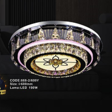 CODE: 868-2/600Y: Đèn áp trần LED - KT: Ø600mm - Đèn LED 190W, ánh sáng đổi 3 màu
