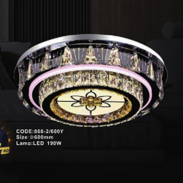 CODE: 868-2/600Y: Đèn áp trần LED - KT: Ø600mm - Đèn LED 190W, ánh sáng đổi 3 màu
