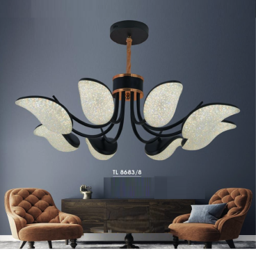 HF - TL 8683/8: Đèn chùm LED 8 tay  - KT: Ø900mm x H300mm +1000mm - Đèn LED 192W đổi 3 màu