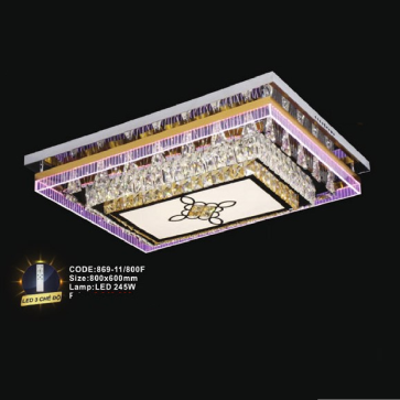 CODE: 869-11/800F: Đèn áp trần chữ nhật LED - KT: L800mm x W600mm - Đèn LED 245W đổi màu