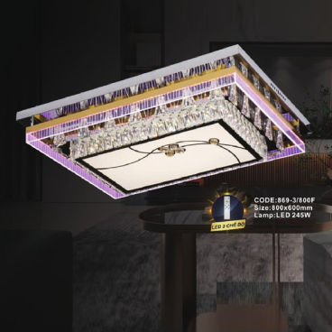 CODE: 869-3/800F: Đèn áp trần chữ nhật LED - KT: L800mm x W600mm - Đèn LED 245W đổi màu
