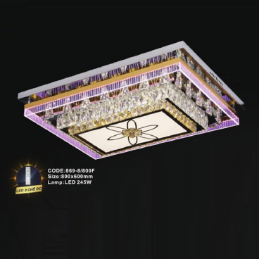 CODE: 869-8/800F: Đèn áp trần chữ nhật LED - KT: L800mm x W600mm - Đèn LED 245W đổi màu