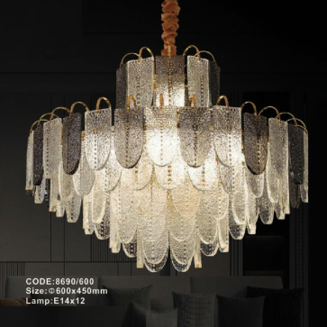 CODE: 8690/600: Đèn thả Phale - KT: Ø600mm x H450mm - Đèn E14 x 12 bóng