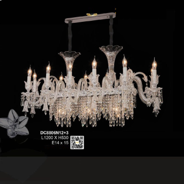 DC8806N12+3: Đèn thả Phale ngang - KT: L1200mm x H530mm - Bóng đèn E14 x 15 bóng
