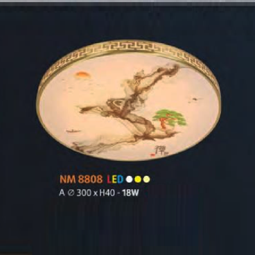 NM 8808A: Đèn ốp trần LED - KT: Ø300mm x H40mm - Đèn LED 18W đổi 3 màu