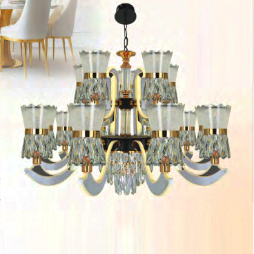 NC 8810/10+5: Đèn chùm LED 15 tay - KT: Ø950mm x H550mm + 500mm - Đèn LED 280W đổi 3 màu