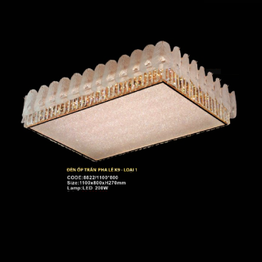 CODE: 8822/1100*800: Đèn áp trần chữ nhật LED Phale - KT: L1100mm x W800mm x H270mm - Đèn LED 200W