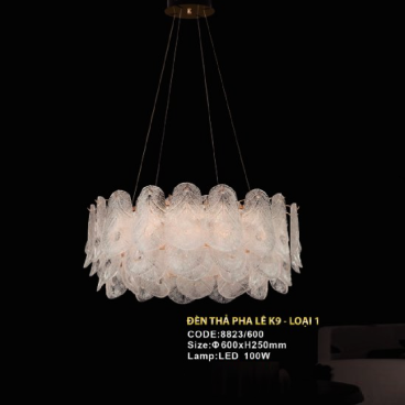 CODE: 8823/600: Đèn thả Vòng LED Phale - KT: Ø600mm x H250mm - Đèn LED 100W