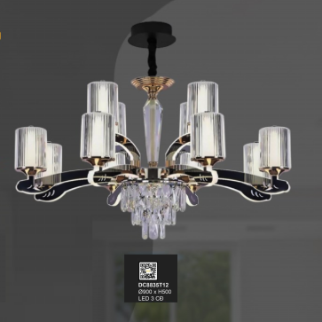 35 - DC8835T12: Đèn chùm LED 12 tay - KT: Ø900mm x H500mm - Đèn LED đổi 3 màu