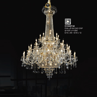 35 - ĐC8860T48: Đèn chùm Phale nến - KT: Ø1520mm x H1900mm - Bóng đèn nến E14 x 48 bóng + E14 x 12 bóng