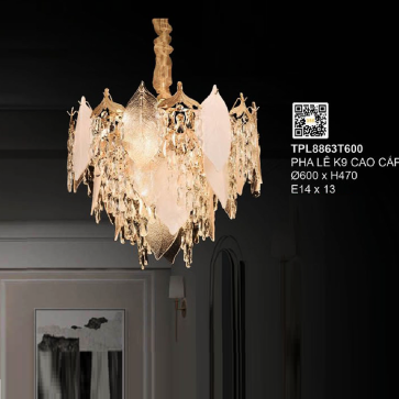 TPL8863T600: Đèn thả Phale - KT: Ø600mm x H470mm - Bóng đèn E14 x 13 bóng