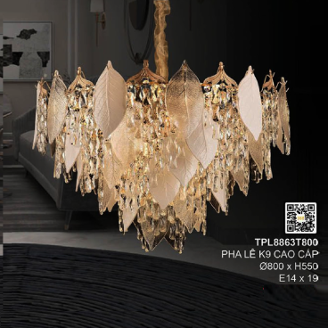 TPL8863T800: Đèn thả Phale - KT: Ø800mm x H550mm - Bóng đèn E14 x 19 bóng