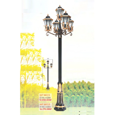NVT 887/5: Đèn trụ sân vườn hợp kim 5 tay
