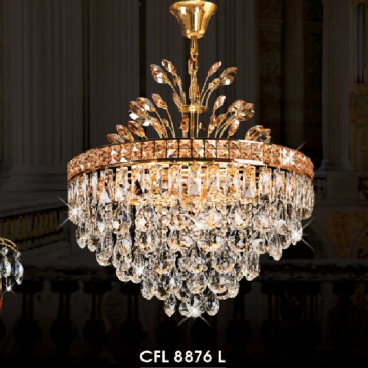 HF - CFL 8876L:  Đèn chùm Phale - KT: Ø600mm x H650mm + 300mm - Bóng đèn E14 x 6 bóng  +  LED