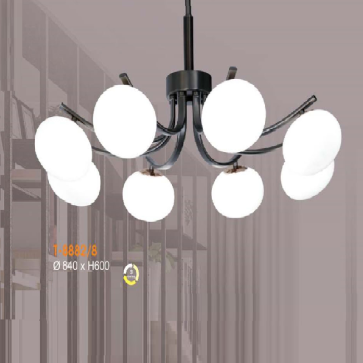 T-8882/8: Đèn chùm thả 8 bóng - KT: Ø840mm x H600mm - Đèn LED ánh sáng đổi 3 màu