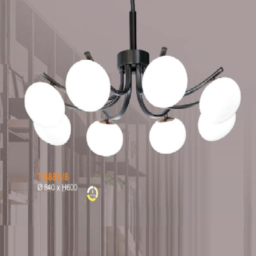 T-8882/8: Đèn chùm thả 8 bóng - KT: Ø840mm x H600mm - Đèn LED ánh sáng đổi 3 màu