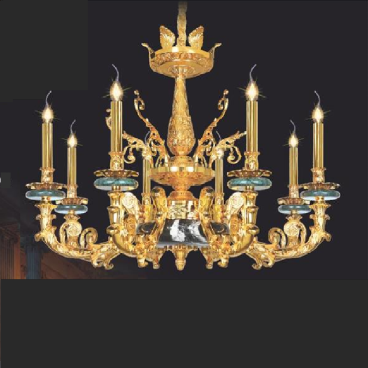 NC 8886/8: Đèn chùm đồng 8 tay - KT: Ø 900mm  x H 650mm + 600mm - Đèn chân E 14 x 8 bóng