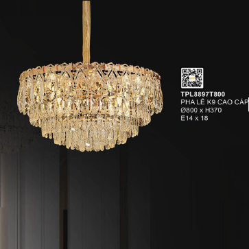 TPL8879T800: Đèn thả Phale K9 cao cấp - KT: Ø800mm x H370mm - Bóng đèn E14 x 18 bóng