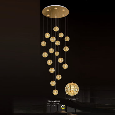 A - TPL - 8915/18: Đèn thả thông tầng LED  - KT: Ø600mm x H2500mm - Đèn LED 170W đổi 3 màu