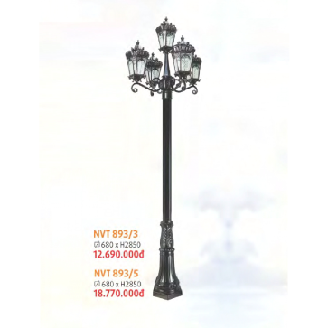 NVT 893/5: Đèn trụ sân vườn hợp kim 5 tay