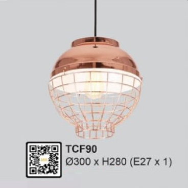 TCF90: Đèn thả đơn - KT: Ø300mm x H280mm - Bóng đèn E27 x 1 bóng