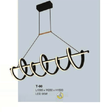 E - T - 90: Đèn thả ngang LED - KT: L1000mm x W250mm x H1500mm - Đèn LED 96W - Ánh sáng đổi 3 màu