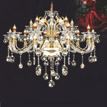 NC 9005/10+5: Đèn chùm nến 15 tay LED - KT: Ø1000mm x H1000mm + 600mm - Bóng đèn nến E14 x 15 bóng