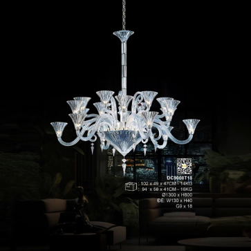 DC9008T18: Đèn chùm Phale LED 18 tay - KT: Ø1300mm x H800mm - Bóng đèn LED G98 x 18 bóng