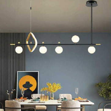 AN - TL - 9009BK: Đèn thả ngang thân đen -  KT: L1100mm x H1000mm - Đèn LED đổi 3 màu