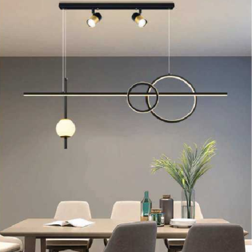 AN - TL - 9010 BK: Đèn thả ngang thân đen - KT: L1000mm x H1000mm - Đèn LED đổi 3 màu