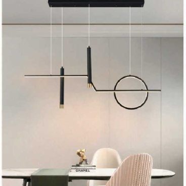 AN - TL - 9012: Đèn thả ngang thân đen - KT: L1000mm x H1000mm - Đèn LED đổi 3 màu