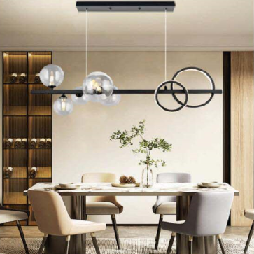 AN - TL - 9013BK: Đèn thả ngang thân đen - KT: L950mm x H1200mm - Đèn LED G9 x 5 bóng + Đèn LED đổi 3 màu