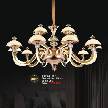 CODE: 9016 -15: Đèn chùm LED 15 tay - KT: Ø950mm x H 1000mm - Đèn LED