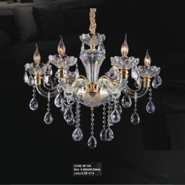 CODE: 9019/6: Đèn chùm nến 6 tay - KT: Ø680mm x H530mm - Bóng đèn nến E14 x 6 bóng