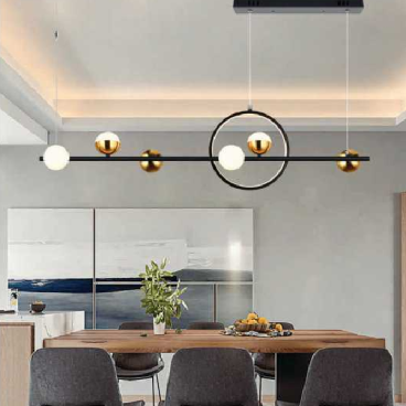 AN -  TL- 9022BK: Đèn thả  ngang thân đen - KT: L1000mm x H1000mm  - Đèn LED đổi 3 màu