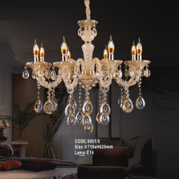 CODE: 9051/8: Đèn chùn nến 8 tay - KT: Ø710mm x H620mm - Bóng đèn nến E14 x 8 bóng