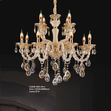 CODE: 9051/8 + 4: Đèn chùn nến 12 tay - KT: Ø830mm x H680mm - Bóng đèn nến E14 x 12 bóng