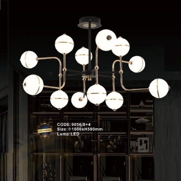 CODE: 9056/8+4: Đèn chùm LED 12 tay - KT: Ø1000mm x H580mm - Đèn LED đổi 3 màu