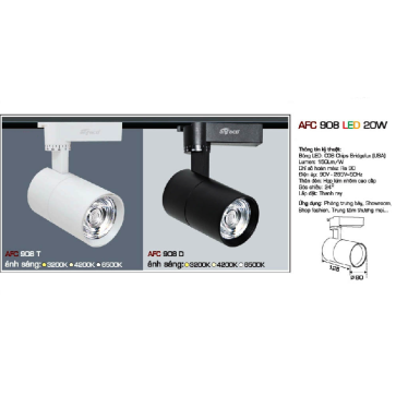 AFC 908 LED 20W : Đèn LED rọi ray chiếu điểm 20W ( vỏ trắng/vỏ đen) - KT: Ø80mm x 125mm  - Ánh sáng vàng/trung tính/trắng