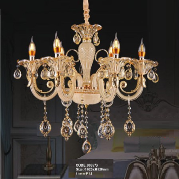 CODE: 9087/6: Đèn chùm nến 6 tay - KT: Ø620mm x H520mm - Bóng đèn nến E14 x 6 bóng