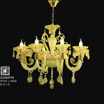 35 - DC9087T8: Đèn chùm nến 8 tay - KT: Ø700mm x H600mm - Bóng đèn nến E14 x 8 bóng